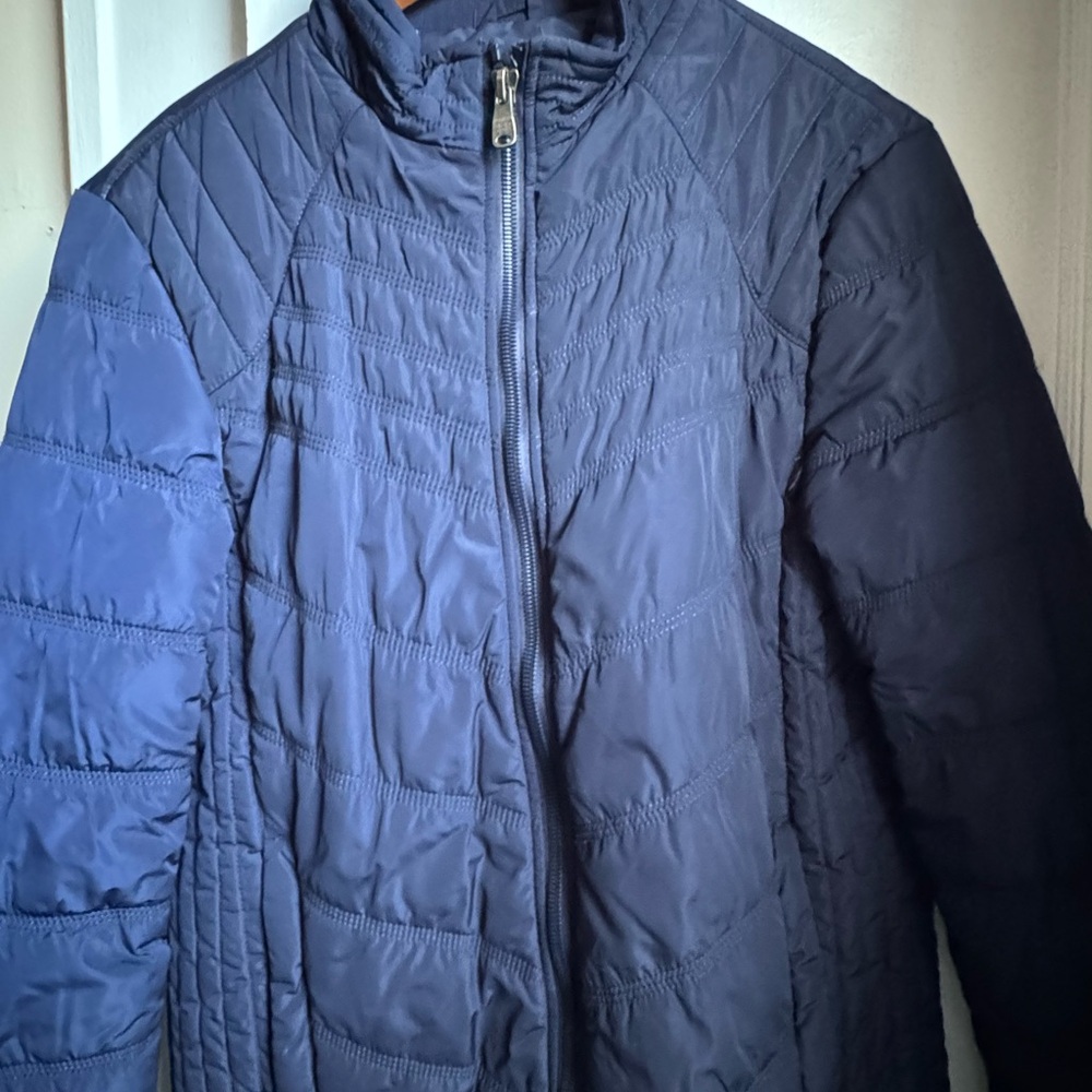 Navy Quilted Zip-Up Jacket